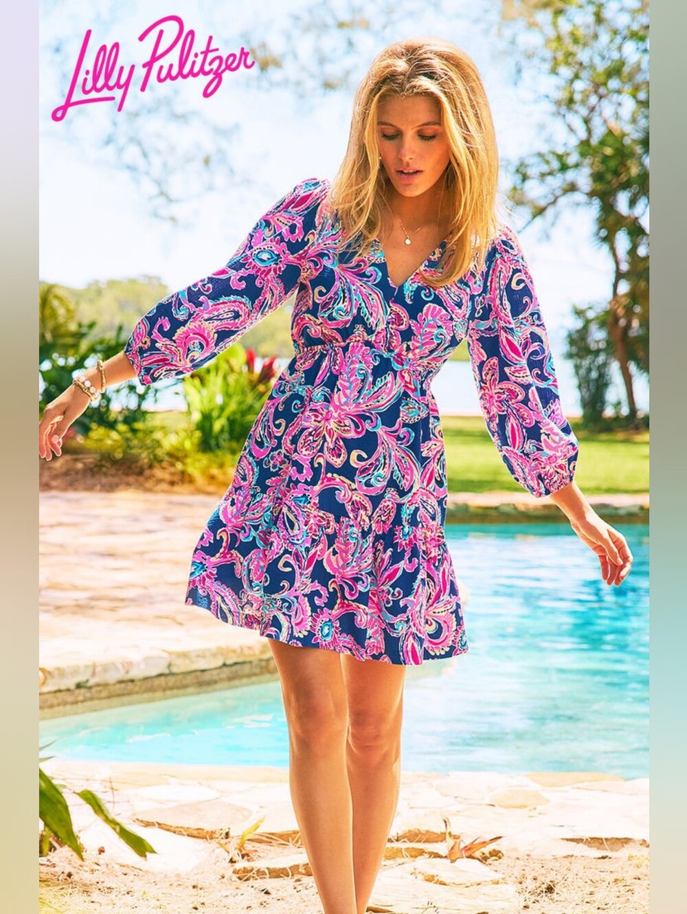 NEW Lilly Pulitzer Deacon 3/4 Sleeve V-Neck Dress, size 0